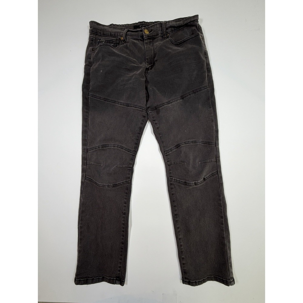G Fried Denim Pants Men 34x30 Slim Straight Black Stretch Jeans Moto Double Knee